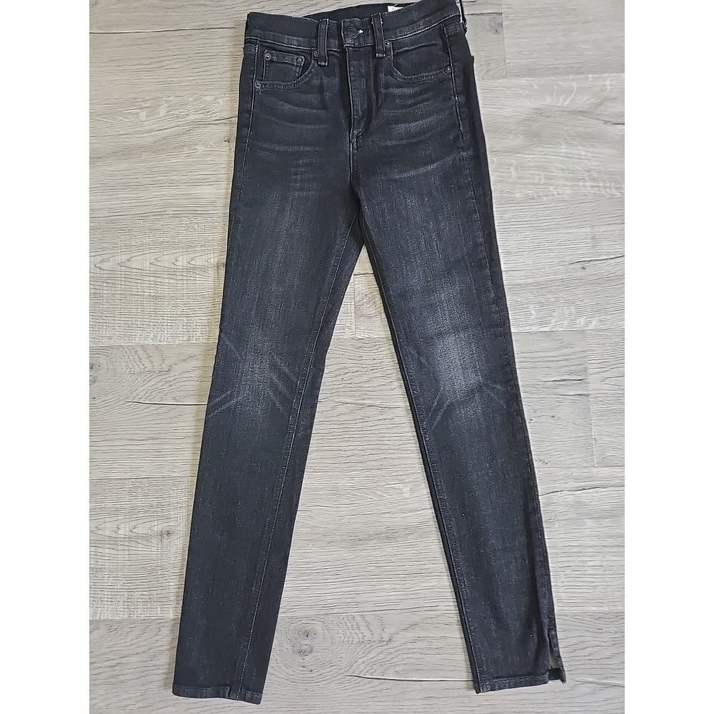 Rag & Bone Skinny Black Jeans Women 25 Anfield Back Ankle Zipper Hi Rise Stretch